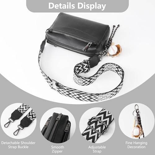 TANTOMI Crossbody Bags for Women, Vegan Leather Crossbody Purses for Women, Triple Zip Cell Phone Shoulder Bag Handbags with Adjustable Wide Strap — view 6
