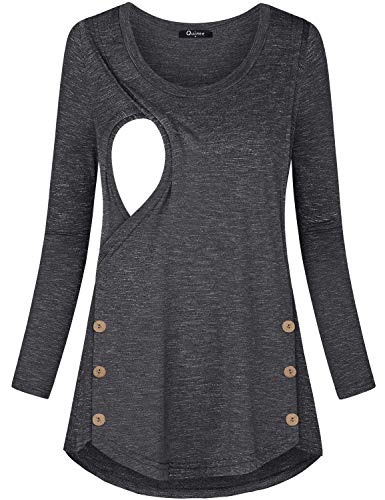 Image of Quinee Women's Button Side Maternity Tunic Nursing Tops for Breastfeeding