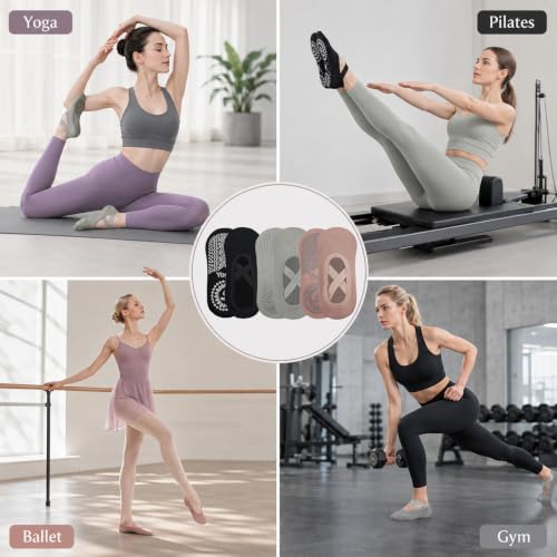 KEYRI 3 Paires Yoga Antiderapant Chaussettes pour Les Femmes Filles – vue 2