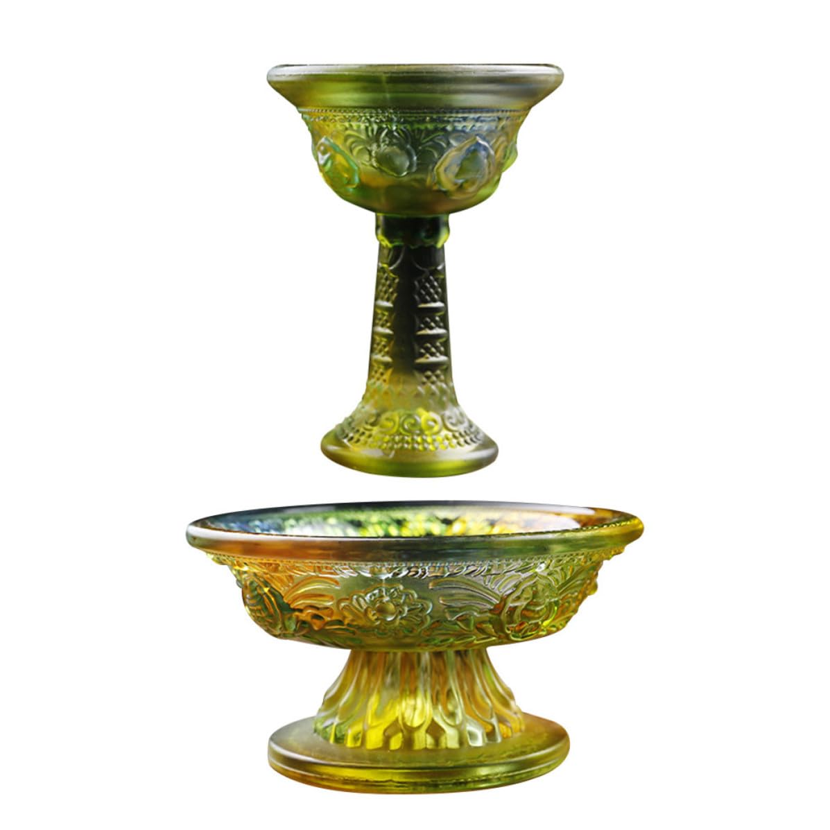 Bol d'offrande en verre ifundom lot de 2 coupes sacrées à pied pour autel bouddhiste