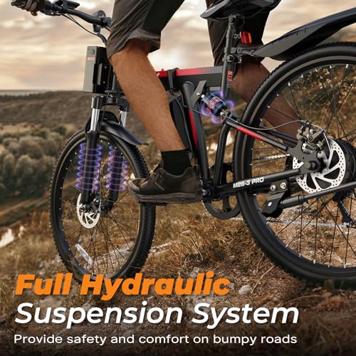 VARUN Folding Electric Bike for Adults - Peak 750W Motor 26" Ebikes, Foldable Electric Bike with 48V Longe Range Battery, Up to 20+MPH 50 Miles, 7-Speed Gears & Dual Hydraulic Suspension - Image 5