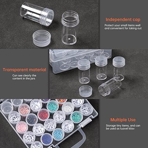 30 Slots Diamond Painting Storage Containers, Bead Organizer, Diamond Containers Diamond Painting Boxes Diamond Embroidery Box Storage Containers 30 Grids Storage Box for Beads Rhinestones (2 Pack)