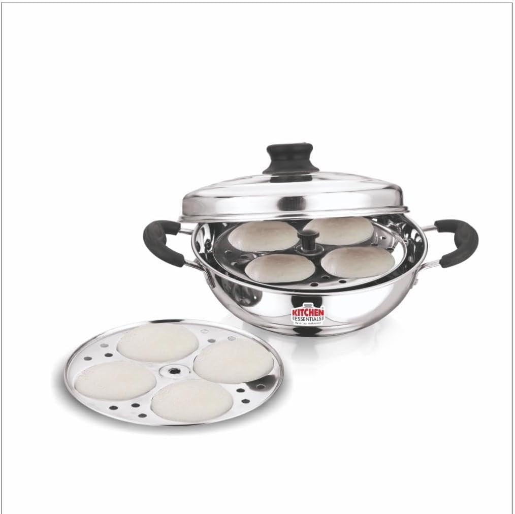 Stainless Steel Idli Kadai with Lid, 3 Idli Plates, 12 Idlis Capacity, 2L