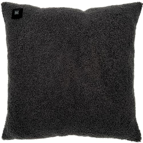 Warmpi® Kabelloses Heizkissen mit Akku (10.000mAh) – Teddy-Bouclé in Dunkelgrau – Beheiztes Kissen/Wärmekissen hat auch 2,5m Kabel für Erwärmung über Steckdose oder USB