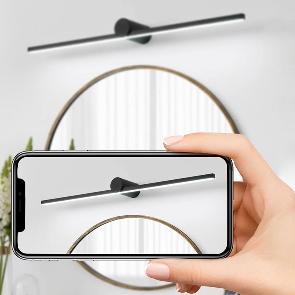 Jadssox Luci per quadri a LED Barra luminosa nera per vanità Lampada da bagno lineare su specchio, applique da parete minimaliste per vanità per bagno Camera da letto Comò Display con opere d'arte Lam