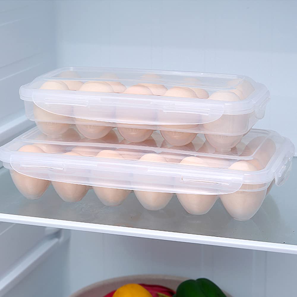 18 Griglia Porta Uova da Frigo, Contenitore per Uova, Porta Uova Plastica Trasparente, Contenitore per Uova in Plastica, Portauova Impilabile con Coperchio per Cucina di Casa, Frigorifero, Trasparente
