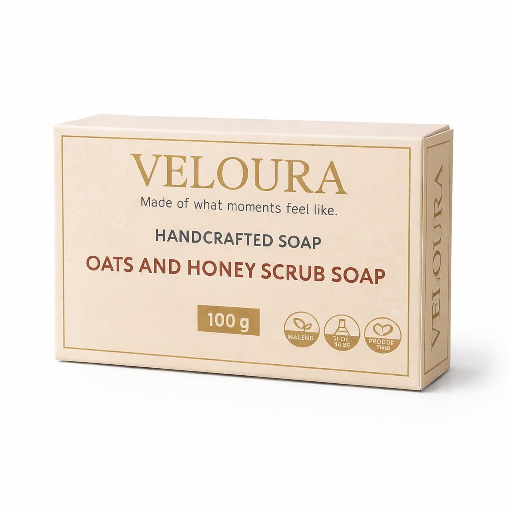 Oats & Honey Scrub Soap 100g | Cold-Pressed Coconut Oil & Shea Butter | Exfoliating, Moisturizing & Natural Skin Care Bar with Raw Honey & Ground Oats