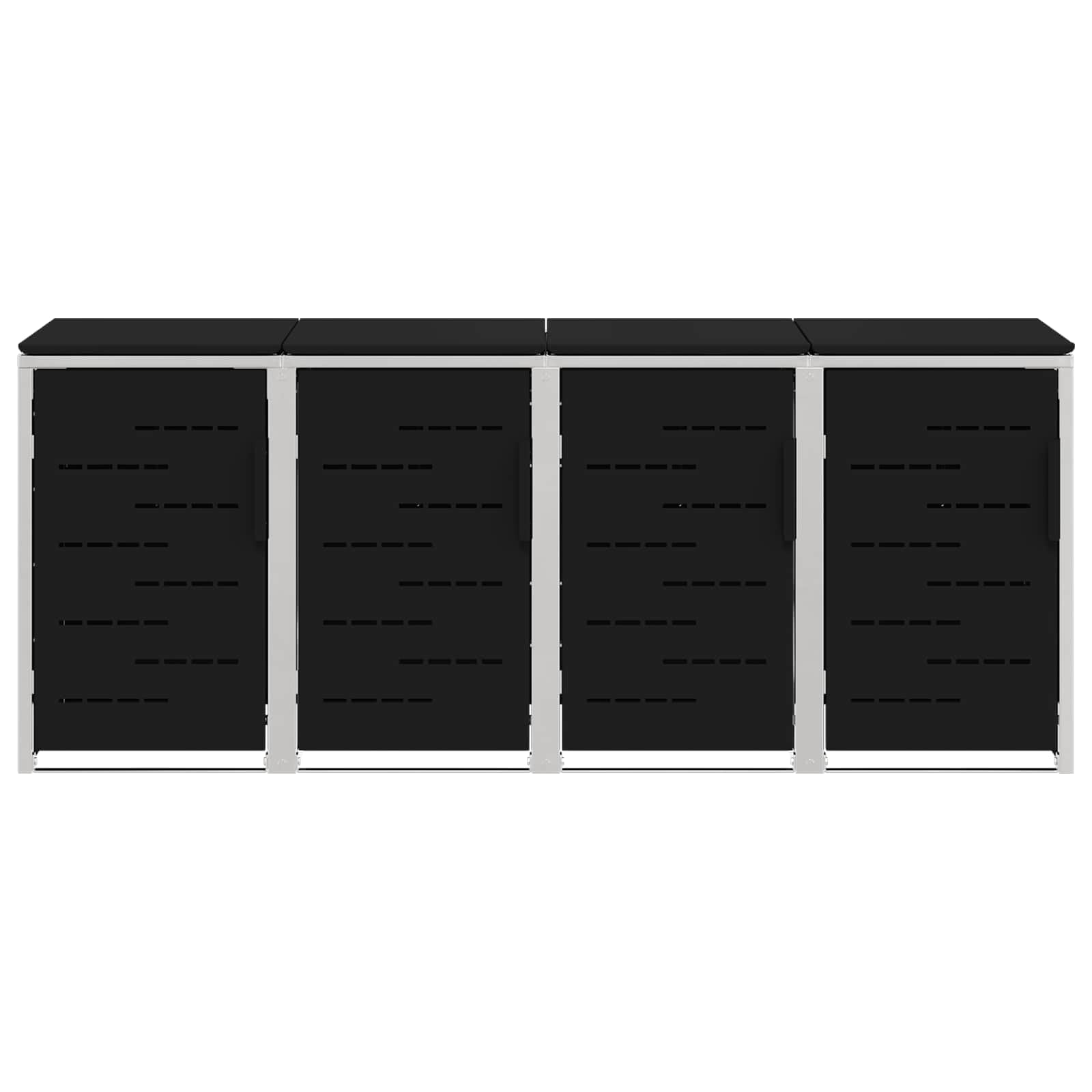 Mülltonnenbox Edelstahl Schwarz 4 Bins 240L | Erweiterbarer Schrank, Soft-Close Deckel, Magnetverschluss, Lüftungspanels