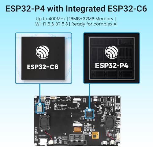 Image of 7 Inch ESP32-P4 Display, 800x480 IPS Touch Screen with ESP32-P4 & ESP32-C6, Up to 400MHz, Support Wi-Fi 6, Bluetooth 5.3 (BLE), AI Speech Interaction, Compatible with Arduino, ESP-IDF, LVGL