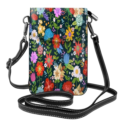 Pochettes pour téléphone portable pour femmes en cuir PU imprimé floral