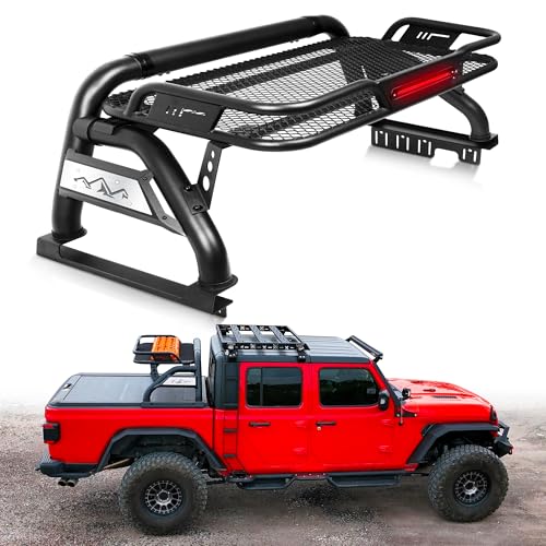 Image of MONOKING Full Size Roll Bar for Truck with Brake Light&Cargo Basket, Sports Bar for 2007-2026 F150 F250 F350 Raptor Lightning Silverado Sierra Ram 1500 2500 3500 Tundra