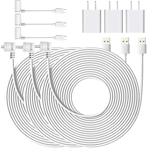 Shyueda 25ft/7.6m Weatherproof Outdoor Charging Cable for Spotlight Cam Pro/Plus/Battery/Stick Up Cam Battery,Includes DC Plug with USB C Adapter Only (3) Cover