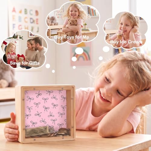 Image of ICOSY Piggy Bank for Kids, Wooden Framed Coin Bank