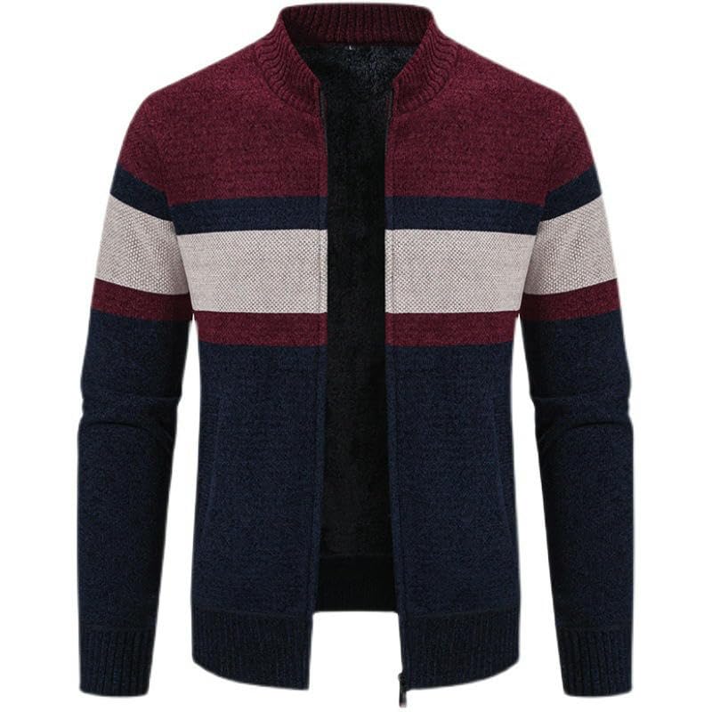 Cárdigan de punto de cuello alto abrigado con diseño colorblock 5