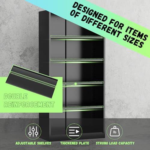 Image of INTERGREAT Black Metal Storage Cabinet, 72 inch Locking Steel Cabinets with 2 Door and 4 Adjustable Shelves, Tall Metal Cabinet for Home Office, Garage, Warehouse