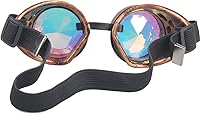 Vista 18 de Gafas caleidoscopio para raves trippy psicodélico steampunk con lentes de cristal de difracción de prisma arcoíris Negro