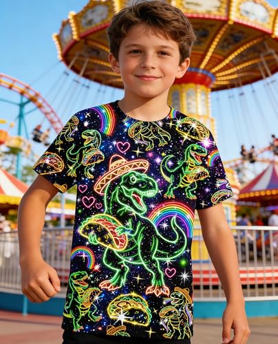 Image of uideazone Tshirts for Boys Kids Short Sleeve T-Shirt 3D Graphic Tee Shirts Tops Clothes 4-16 Years