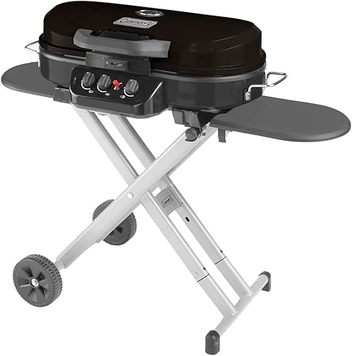 Coleman RoadTrip 285 - Parrilla portátil de pie de propano con 3 quemadores ajustables e ignición instantánea, 20,000 BTU de potencia para cocinar