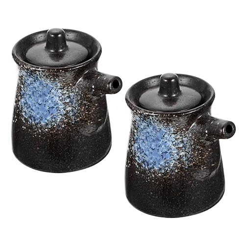 DONFAMDS Botellas De Cerámica Para Salsa De y Vinagre Japonés 200 Ml, Dispensadores De Salsa De Resistentes y Prácticos, Envases Seguros Para Aceites y Aderezos, Juego De 2 Unidades Para Cocina y Mesa