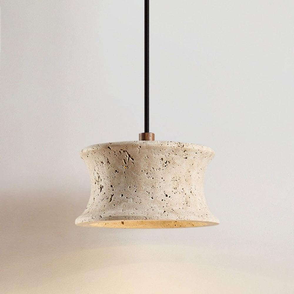 Jadssox Trawertynowa lampa wisząca 6,3" Żyrandol z kamienia Wabi Sabi