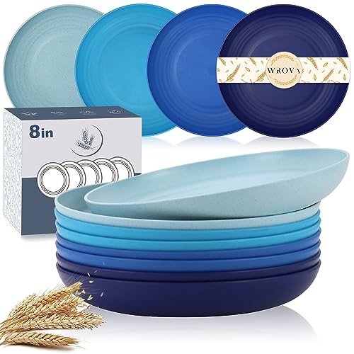 Wrova Wheat Straw 8" Unbreakable Plates Set of 8