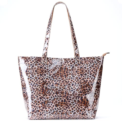 Image of KALIDI PVC Zipper Tote Bag, Jelly Plastic Kraft Paper Summer Beach Bag