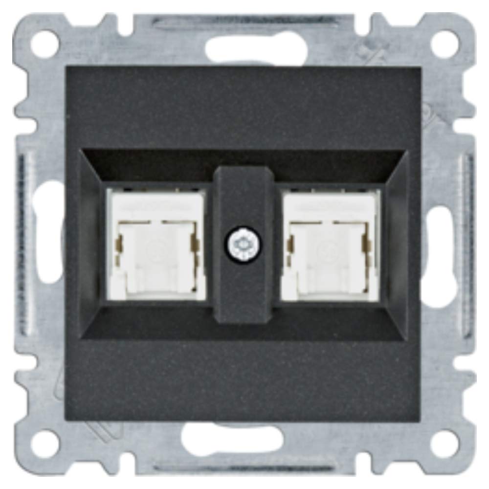 Prise double RJ45 Cat5e UTP Lumina noir pour réseau domestique stable