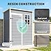 Outsunny Gerätehaus Kunststoff 1,14m² 151 x 92 x 193cm Geräteschuppen mit Pultdach Boden Fenster Abschließbarer Tür wetterfest Gartenhaus Outdoor Garten Schuppen für Hinterhof Grau