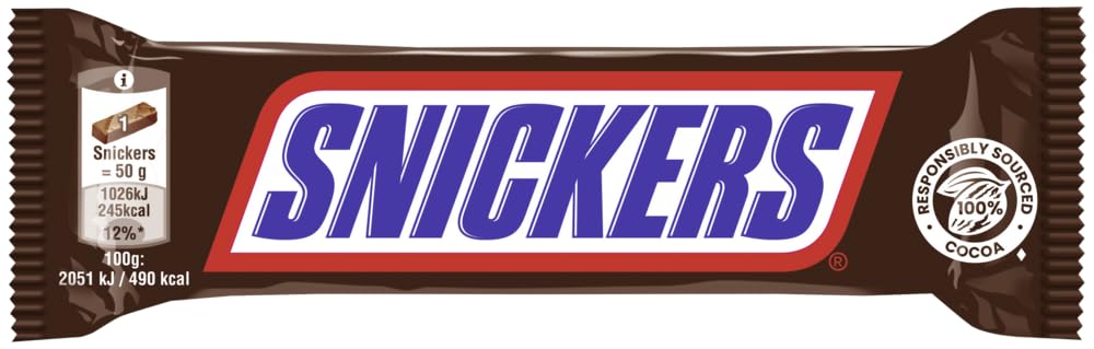 SNICKERS Riegel 2x 32x50g Schokoriegel Schokolade Milchschokolade, gefüllt mit feiner Candy-Creme und Karamell mit Erdnüssen