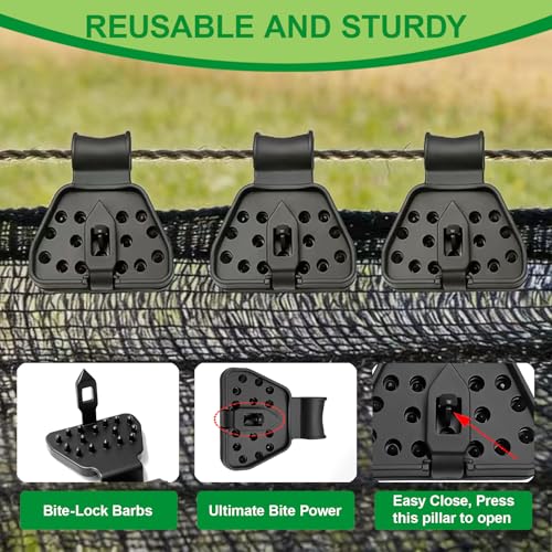 Image of 120 PCS Shade Cloth Clips 2026 New Shade Clamps,Garden Net clamps,Reusable Dual-buckle Tarp Clips Heavy Duty Lock Grip for Garden Patio,Fence Mesh fabric fasteners