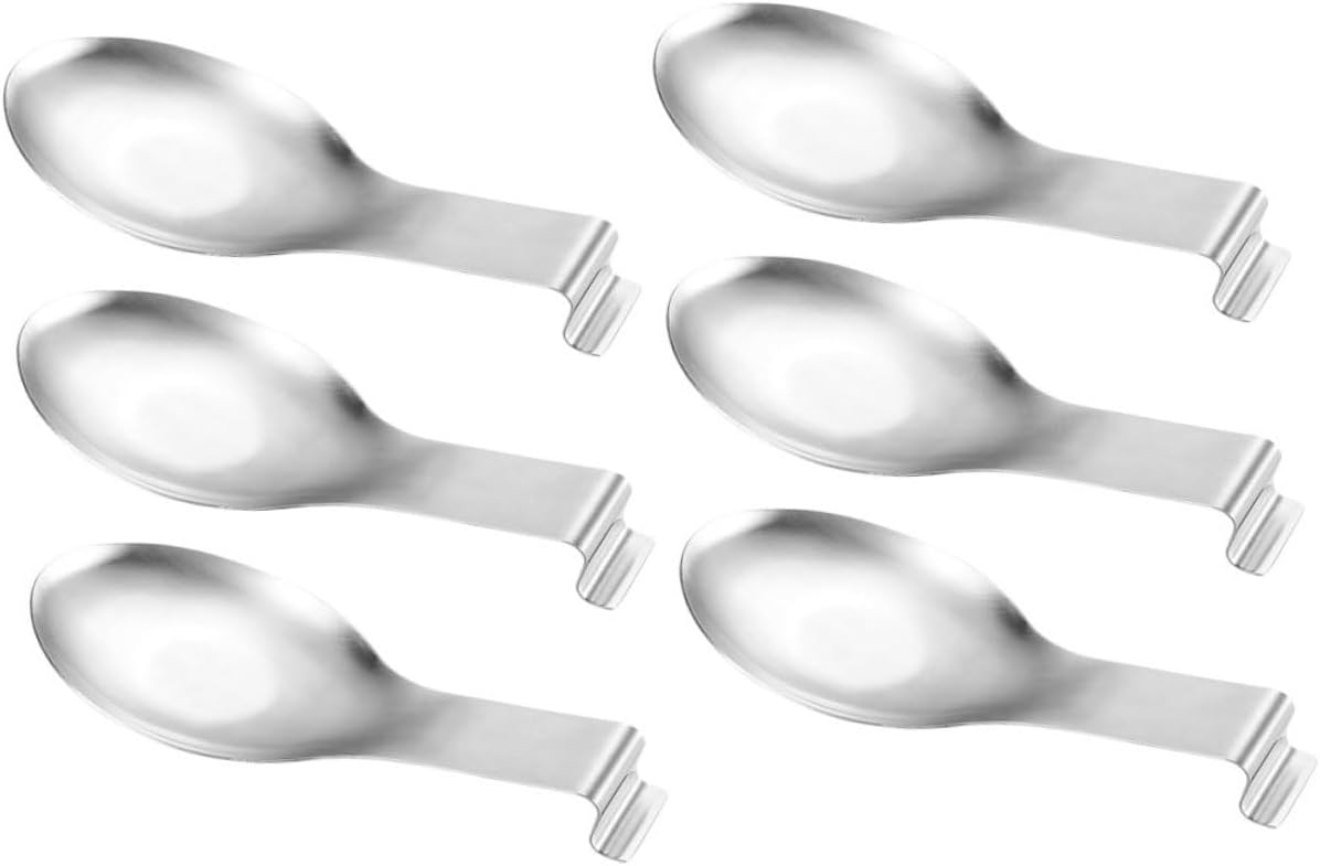 Uonlytech 6Pcs Stainless Steel Spoon Rest Holder for Kitchen Counter Polished Cooking Utensil Tray for Spoons Forks and Chopsticks Easy to Clean and Store Suitable for Home Restaurant and