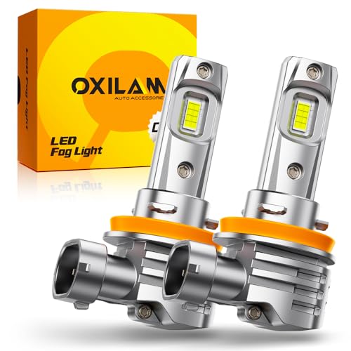 Image of OXILAM H11 LED Bulbs H8 H9 6500K Cool White Fog Bulb, 32000LM 800% Brighter, Plug and Play, 1:1 Mini Size, IP68 Waterproof, Fanless, Pack of 2
