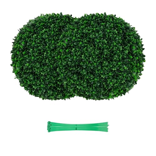 COSTWAY 2 Boules de Buis Artificielles 52 cm Résistantes aux UV, Plantes en Boules de Faux Topiaire Artificielles, Décoratives pour Intérieur Extérieur de...