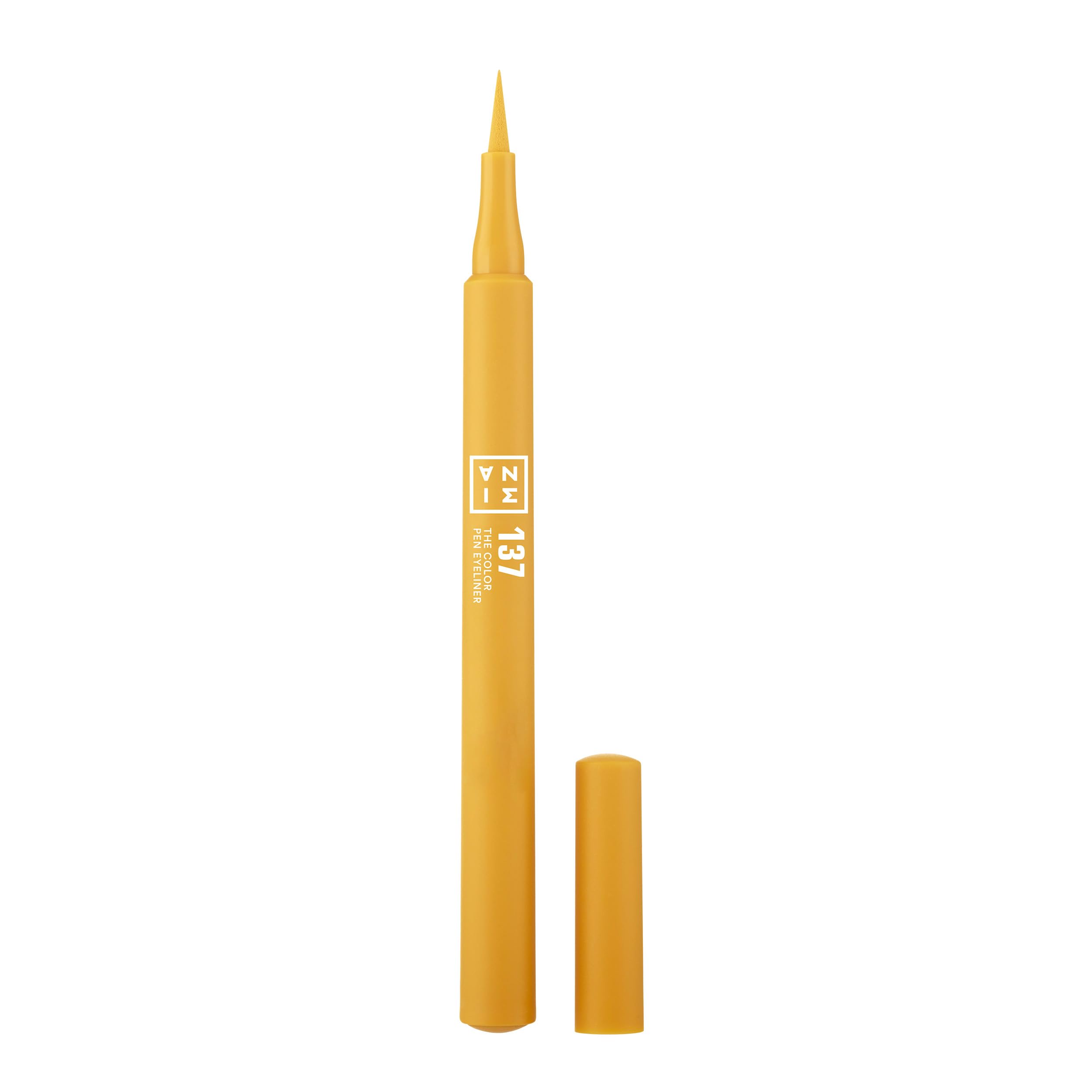 3INA MAKEUP - The Color Pen Eyeliner 137 - Amarillo - Eyeliner Amarillo Líquido Mate - Delineador de Ojos de Colores 10h de Duración - Apto Ojos Sensibles Vegan -Cruelty Free