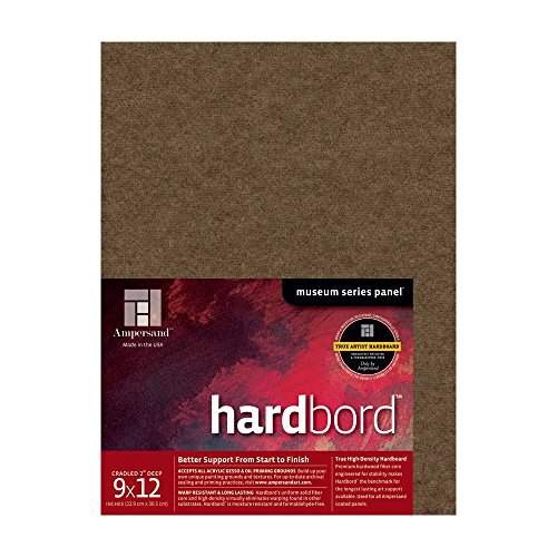 Image of Ampersand Art Supply Hardboard Wood Painting Panel: Museum Series Hardbord, 9 inch x 12 inch, 2 Inch Cradled Profile