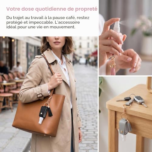 Flacon Voyage Avion 100Ml : Lot de 4 Flacons Vides Voyage 30ml avec Porte-clés en Cuir PU et Po... – Image 4