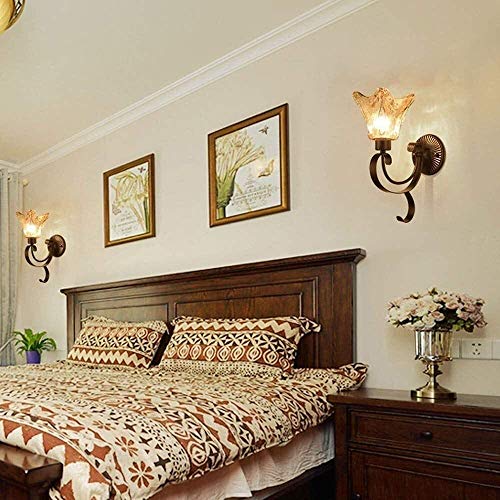 Iluminación de pared E27 con aplique de pared de bronce para el dormitorio y el hogar 7