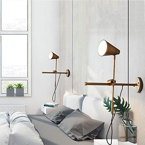Lámpara de pared para dormitorio que soluciona la falta de espacio con diseño regulable 5