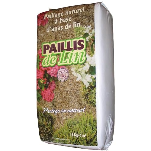 HYDROPLANETE Paillis de Lin UAB 12kg – 120L – 100% Naturel sans Graine – Anti Mauvaises Herbes, Rétention Eau & Thermorégulation – pH Neutre – Fertilise Le Sol – Potager, Massifs, Rosiers