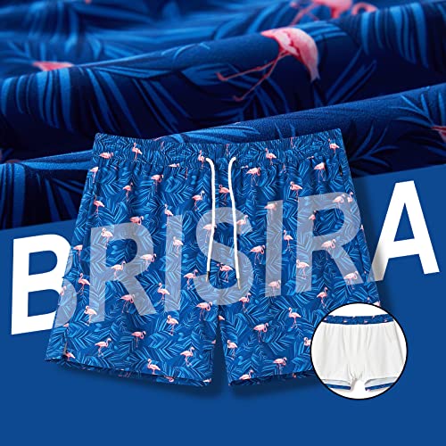 Image of BRISIRA Mens Swim Trunks Swim Shorts Quick Dry 5 inch Inseam Beach Shorts with Compression Liner and Zipper Pocket
