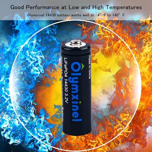 image for Olymxinel 14430 3.2v Rechageable Batteries for Solar Lights- LiFePO4 B