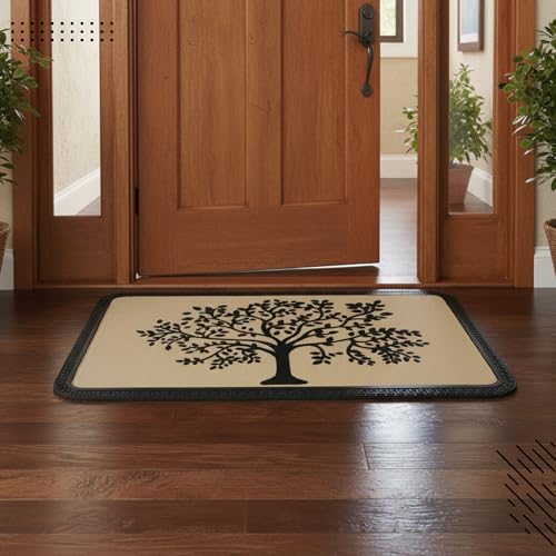 Image of Encasa XO Door Mat for Home Entrance, Polypropylene Floor Mat Tree-Beige