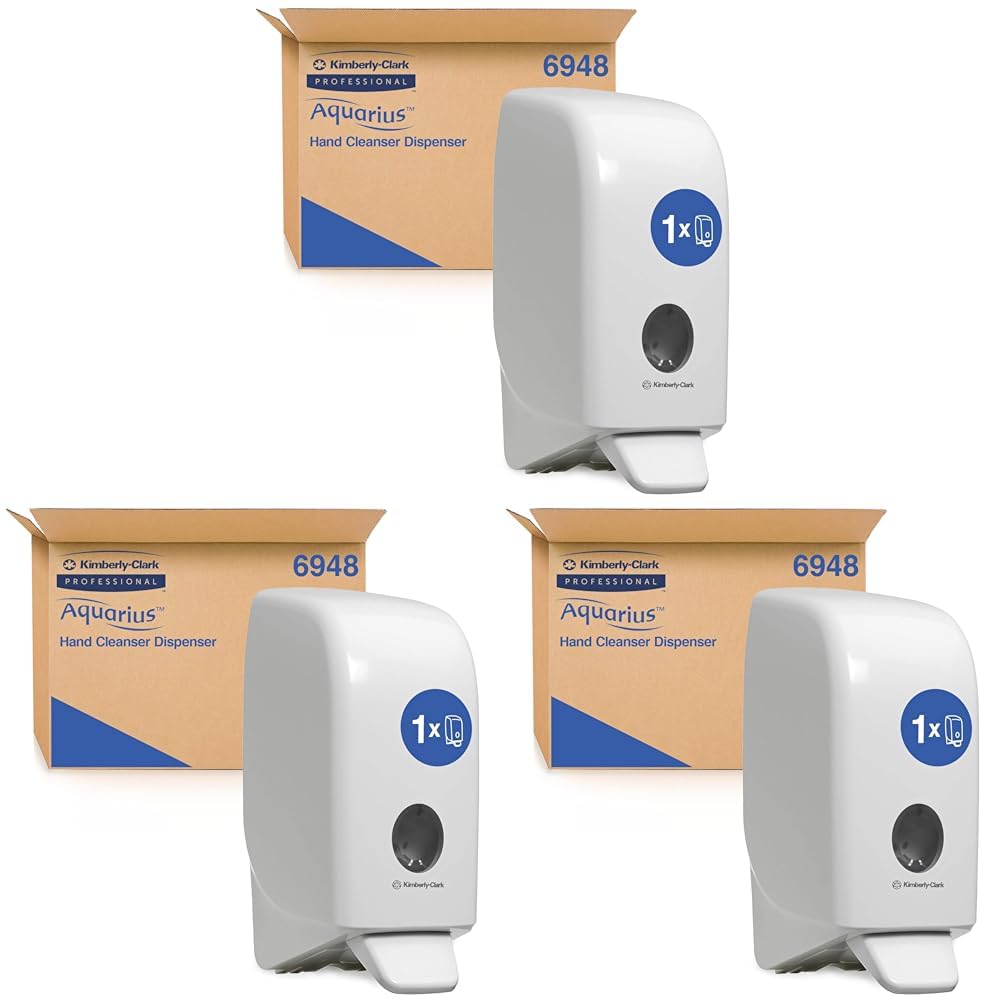 kimberly-clark ® 69480 aquarius soap/sanitizer dispenser for scott 1l soap/sanitizer cassettes (white), plastic (pack of 3)