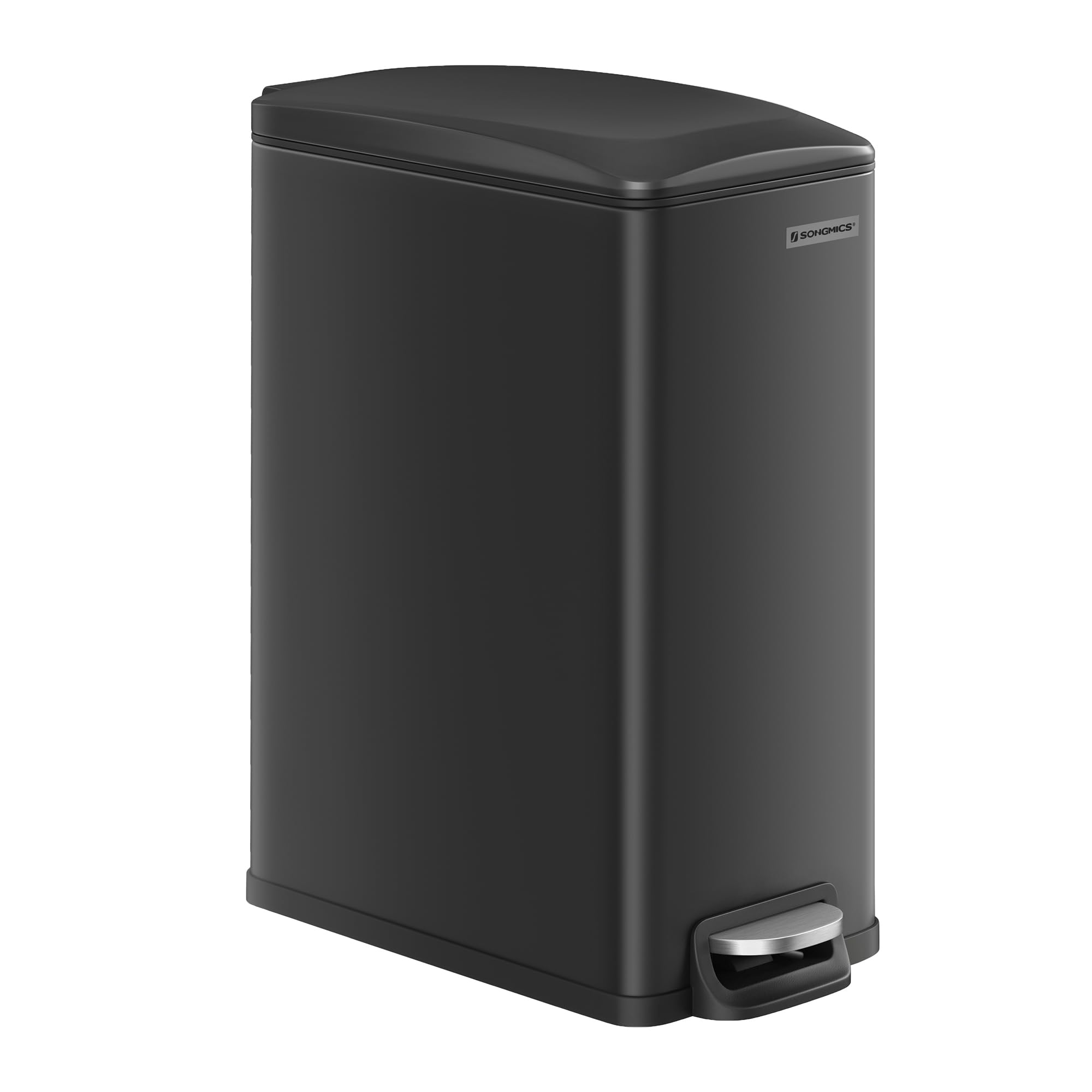 SONGMICS シルバー LTB510E48 ごみ箱 幅26cm SONGMICS ゴミ箱 ふた付き ペダル式ダストボックス 48L大容量