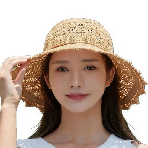 Sombrero de playa de crochet transpirable para mujer