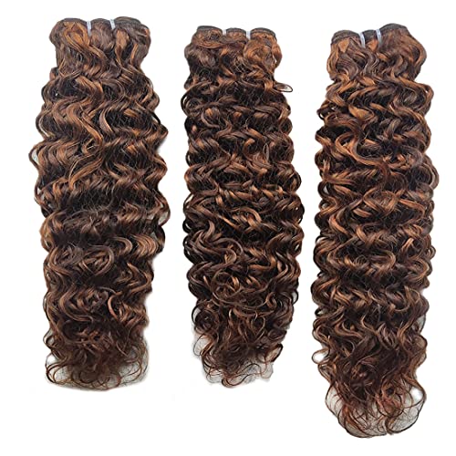 Human Hair Bundles Brazilian Hair Bundles Deep Wave Weft Sew In Hair Extensions Honey Blond P4/30 Ombre Highlight Hair Hair Extensions Weave 100g/Pcs 20 22 24 Inch