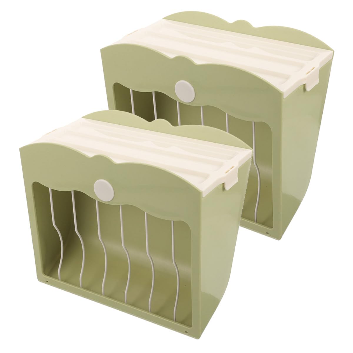 FOMIYES Dispensador de Comida Que Mantiene la Comida Limpia 2piezas en Plástico Verde, Soporte para Jaula y Promueve Alimentación Saludable para Conejos y Cobayas
