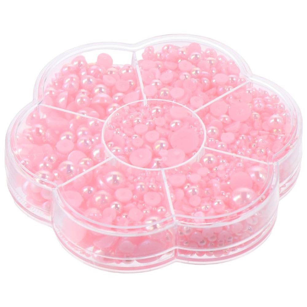 YYlingx 5600 PCS Half Round Faux Pearls Light Pink AB Flatback Imitation Pearls 7 Sizes Flatback Nail Imitation Pearls for DIY Nails Art Crafting Jewelry Making - Image 4