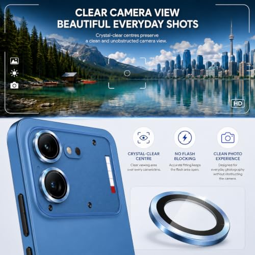 Image of FIRST MART Blue Camera Ring Guard Protector for Nothing Phone (4b) | Tempered Glass with Metal Alloy Rings, HD Clear, Scratch Resistant, Case-Friendly | Pack of 1