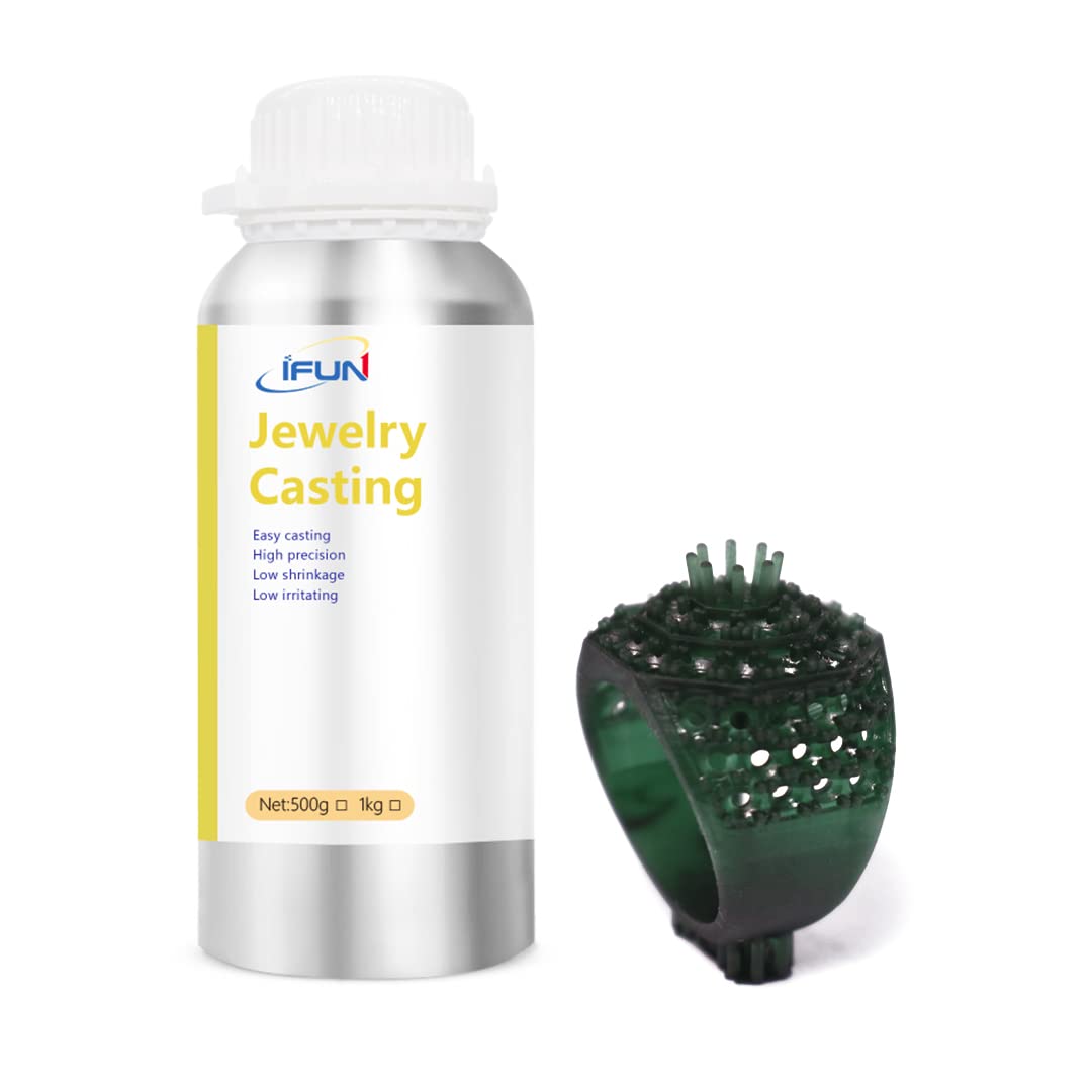 3D Printer Castable Resin- Burns Out Cleanly- High Precsion Fast Curing Jewelry Casting Resin- 405nm LCD UV-Curing Photopolymer Resin for LCD 3D Printer- Dark Green 500g